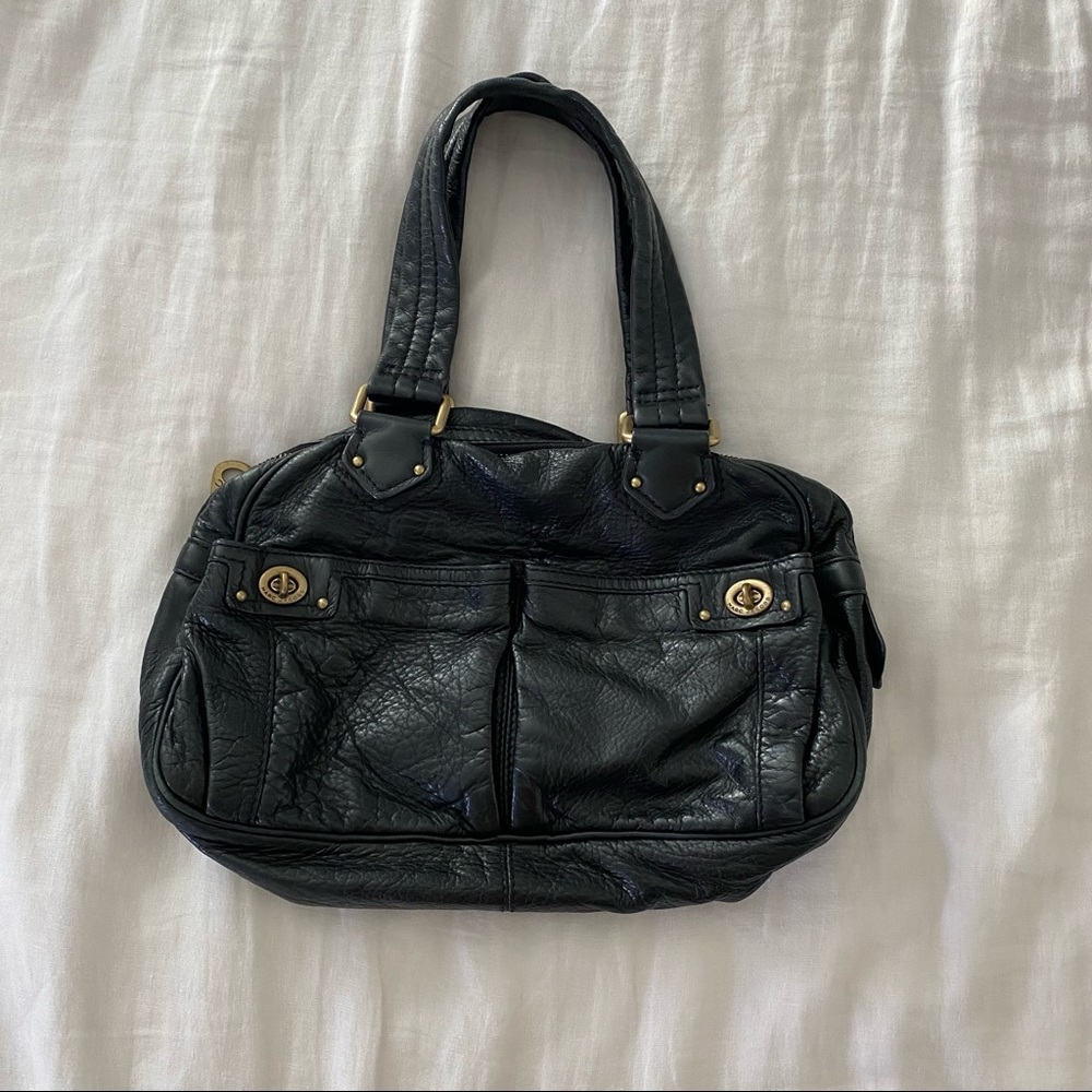Marc by Marc Jacobs Black Leather Shoulder Bag with Gold Hardware